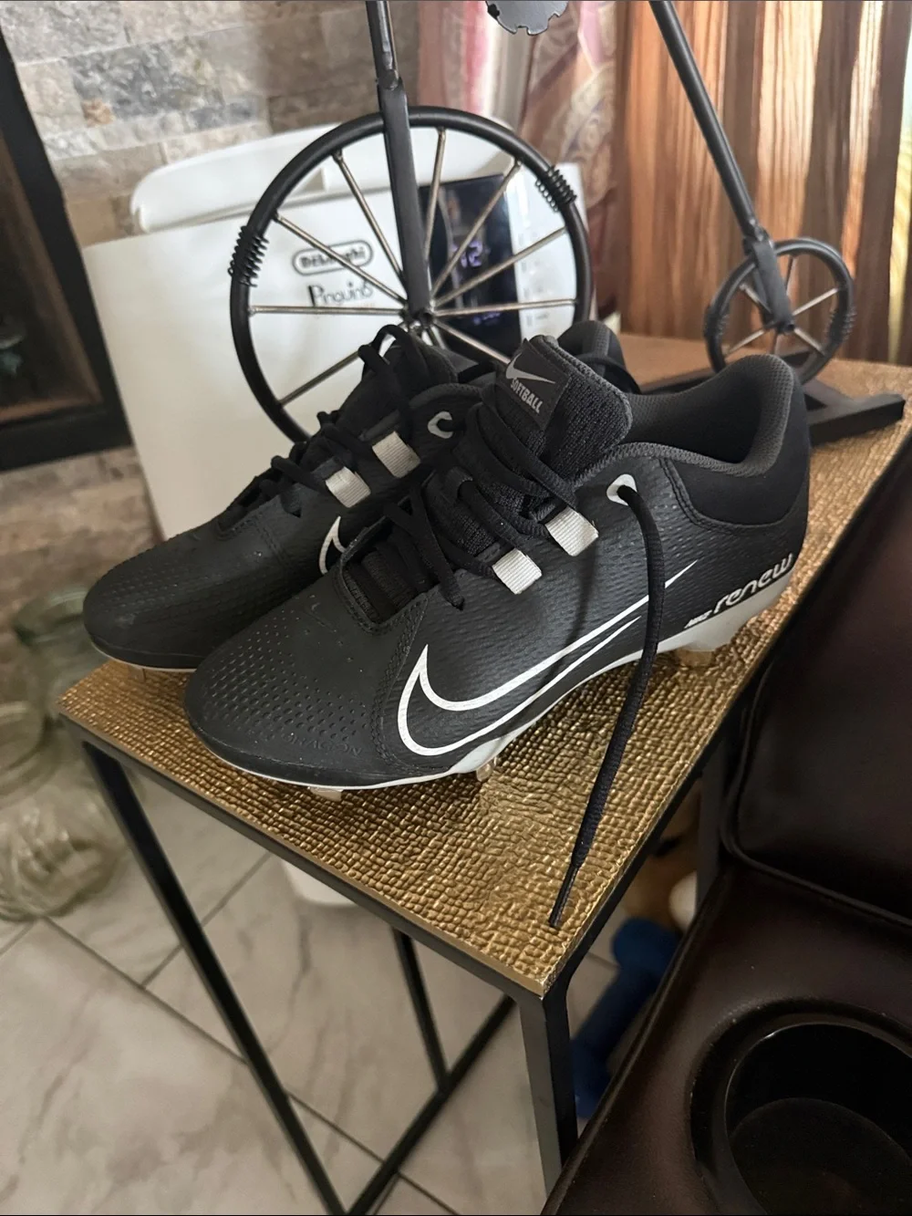 Nike Black and White Women's Athletic Softball Shoes